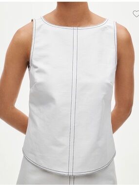 J. Crew White Sleeveless Tank with Contrast Topstitching